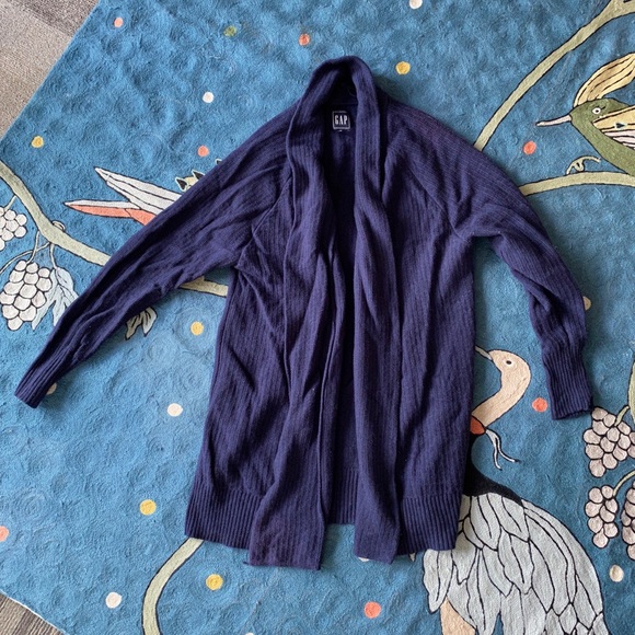 Gap open front long cardigan size M in navy blue - Picture 6 of 6